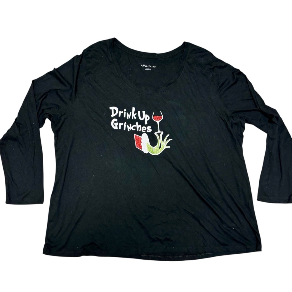Christmas Holiday Party Shirt Glitter “Drink Up Grinches” 3X